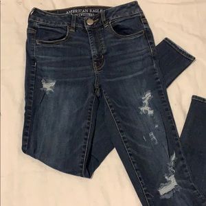 American Eagle-Dark Wash/Distressed Jean